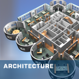 CAD model of an office level in a building